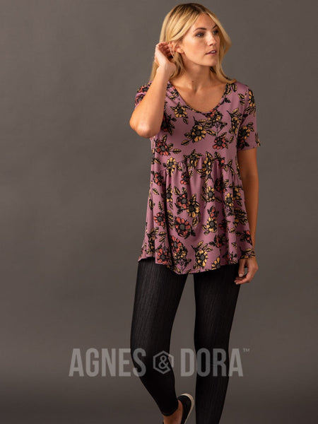 Agnes & Dora™ Muse Top Mauve/Gold Floral