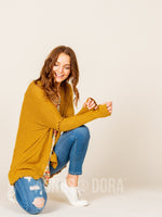 Agnes & Dora™ Open Front Thumbhole Cardi Mustard/Black