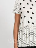 Agnes & Dora™ Relaxed Ruffle Tee B&W Polka Dot Mix