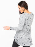 Agnes & Dora™ Side Knot Tunic Hacci Heathery Grey/Black Stars