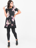 Agnes & Dora™ Ruffle Tunic Rose/Black Floral