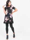 Agnes & Dora™ Ruffle Tunic Rose/Black Floral