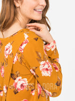 Agnes & Dora™ Cross Over Sweater Mustard/Coral Floral