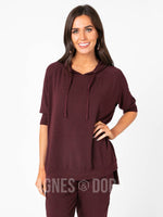 Agnes & Dora™ Effortless Hooded Pullover Heathered Wine