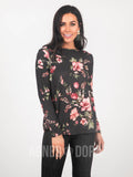 Agnes & Dora™ Cross Over Sweater Charcoal Floral