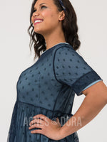 Agnes & Dora™ Short Mesh Easy Dress Navy Dot