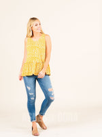 Agnes & Dora™ Relaxed Ruffle Tank Mustard/Ivory Animal