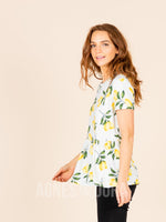 Agnes & Dora™ Relaxed Ruffle Tee Ivory Lemon