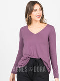 Agnes & Dora™ Everyday Tee Long Sleeve V-Neck Mulberry