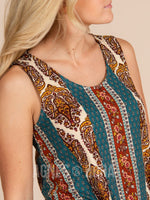 Agnes & Dora™ Essential Tank Teal Boho Stripe