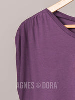 Agnes & Dora™ Gathered Shoulder Top Plum