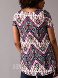 Agnes & Dora™ Everyday Tee Scoop Neck Navy/Fuchsia Boho