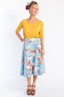 Agnes & Dora™ Midi Skirt Not Too Blue Floral