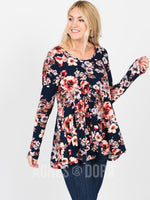 Agnes & Dora™ Muse Top Long Sleeve Navy 9 Floral